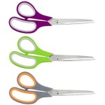 AmazonBasics Multipurpose, Comfort Grip, Titanium Fused, Stainless Steel Office Scissors - Pack of 3