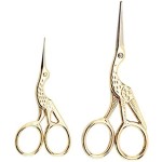 Acronde 2PCS Vintage Stork Shape Sewing Scissors Stainless Steel Tailor Scissors Sharp Sewing Shears for Embroidery, Sewing, Craft, Art Work & Everyday Use (Gold)