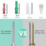 Drywall Anchor and Screw Kit，Cirlife Stainless Steel Screws,Picture Hooks for Drywall Door and Hollow-Wall, 126 Pieces